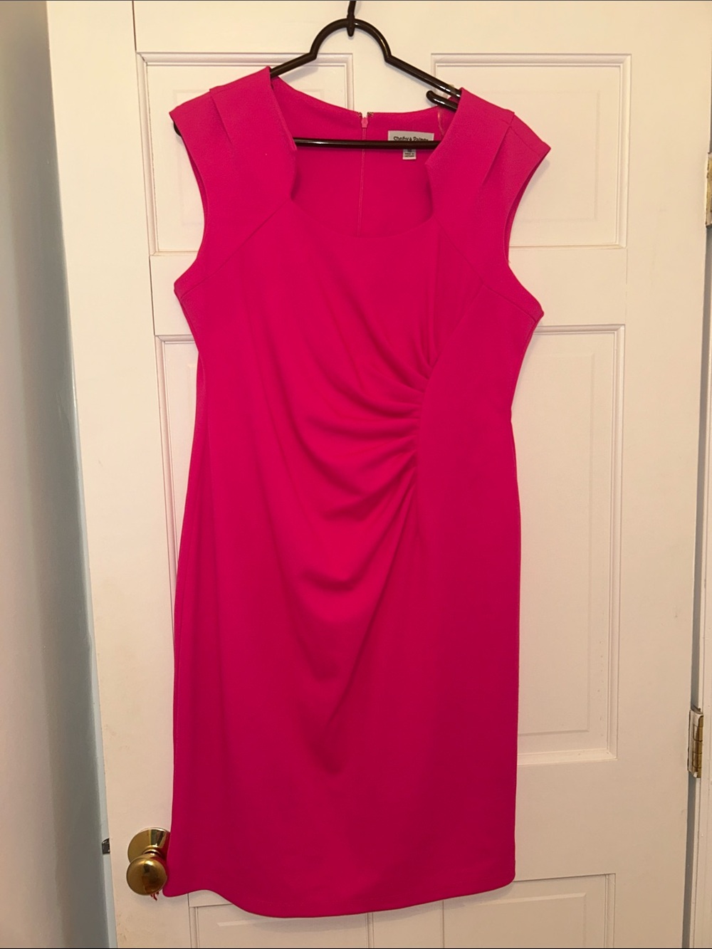Shelby & Palmer Hot Pink Cap Sleeve Ruched Sheath Dress
